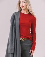 Longline Wool-Blend Belted Coat – Chevron Texture