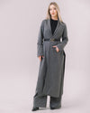 Longline Wool-Blend Belted Coat – Chevron Texture