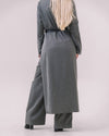 Longline Wool-Blend Belted Coat – Chevron Texture