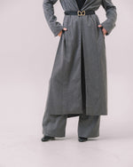 Longline Wool-Blend Belted Coat – Chevron Texture