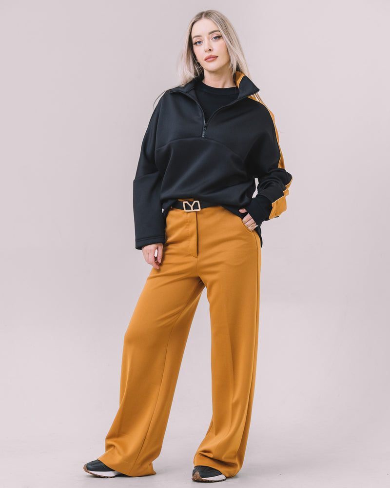 The Freya Camel Wide-Leg Knit Pants