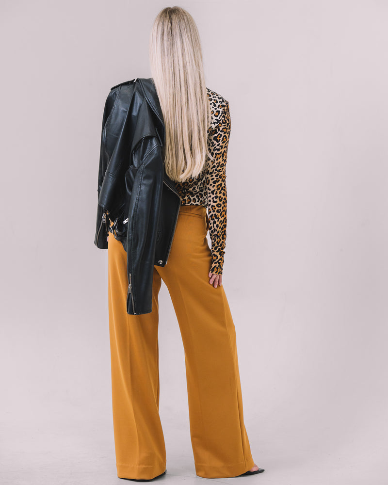 The Freya Camel Wide-Leg Knit Pants