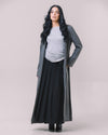 Longline Wool-Blend Belted Coat – Chevron Texture
