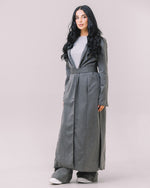 Longline Wool-Blend Belted Coat – Chevron Texture