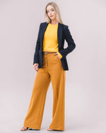 The Freya Camel Wide-Leg Knit Pants