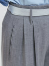 Wide-leg grey wool–silk pleated trousers by Youmsara, made from Gucci deadstock fabric.